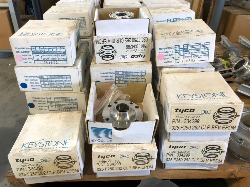 LOT (120) Stainless Steel Sanitary Ball & Butterfly Valves, Tri-Clamp & Weld